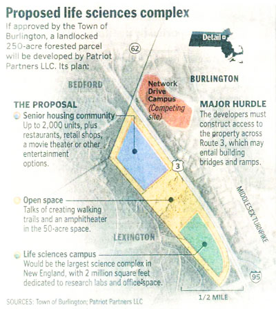 Boston Globe map of proposal by Patriot Partners